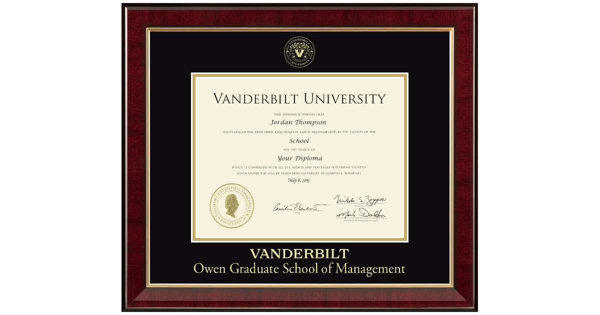 Gold Embossed Diploma Frame in Murano Vanderbilt University Item