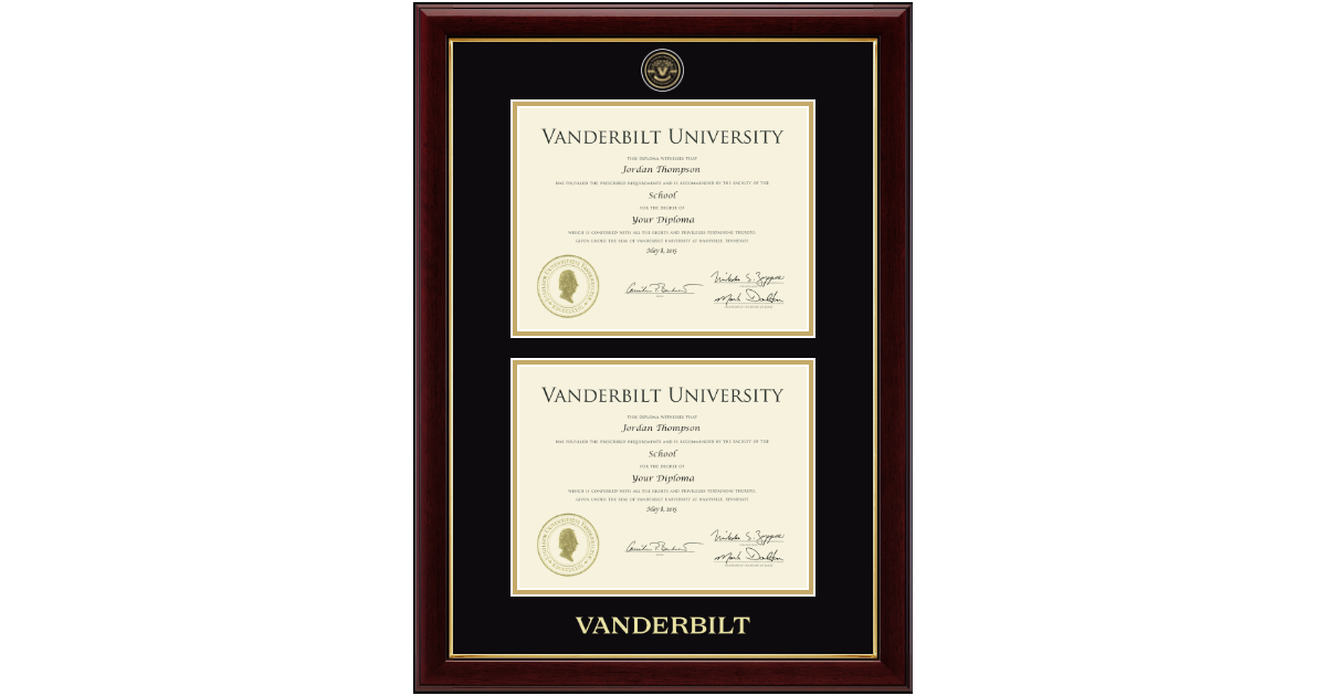 Masterpiece Medallion Double Diploma Frame in Gallery Vanderbilt