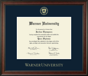 Warner University Gold Embossed Diploma Frame in Studio
