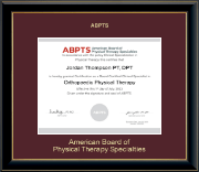 American Board of Physical Therapy Specialties Gold Embossed Certificate Frame in Onyx Gold