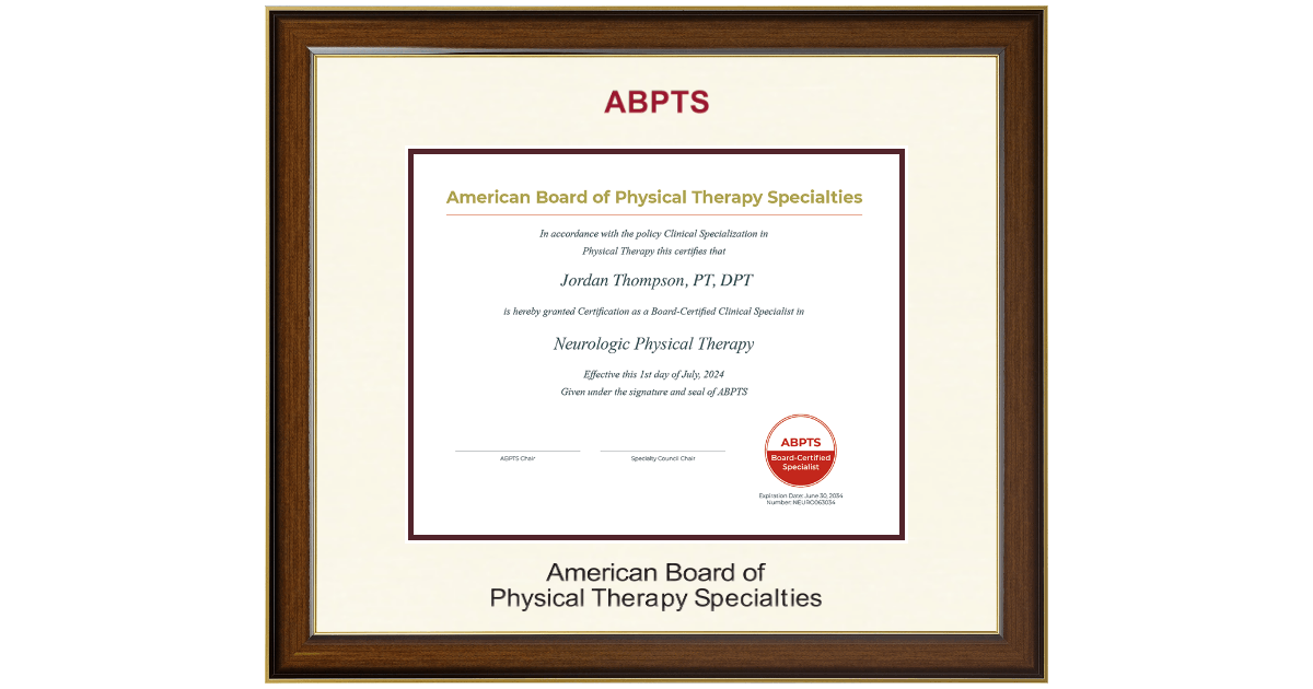 Dimensions Certificate Frame in Westwood American Board of Physical