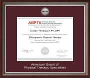 American Board of Physical Therapy Specialties Silver Engraved Medallion Certificate Frame in Devonshire