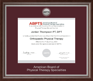 American Board of Physical Therapy Specialties certificate frame - Silver Engraved Medallion Certificate Frame in Devonshire