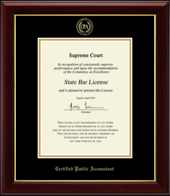 Certified Public Accountant certificate frame - Gold Embossed Certificate Frame in Gallery