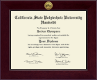 California State Polytechnic University Humboldt Century Gold Engraved Diploma Frame in Cordova