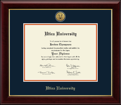 Utica University diploma frame - Gold Engraved Medallion Diploma Frame in Gallery