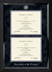 University of St. Thomas diploma frame - Silver Engraved Medallion Double Diploma Frame in Eclipse