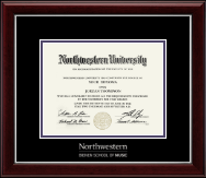 Northwestern University Silver Embossed Diploma Frame in Gallery Silver