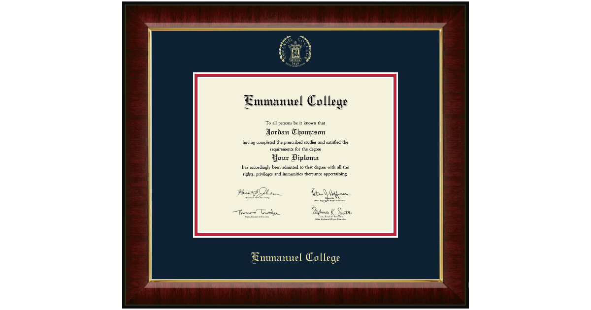 Gold Embossed Diploma Frame in Murano Emmanuel College Item 402894