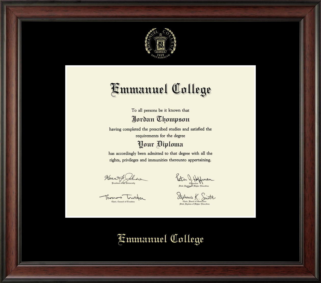Emmanuel College Gold Embossed Diploma Frame in Studio Item 402895