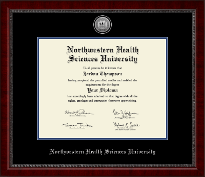 Northwestern Health Sciences University diploma frame - Silver Engraved Medallion Diploma Frame in Sutton
