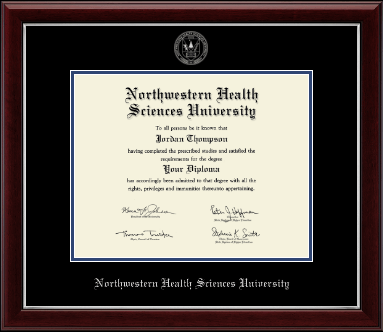 Northwestern Health Sciences University diploma frame - Silver Embossed Diploma Frame in Gallery Silver