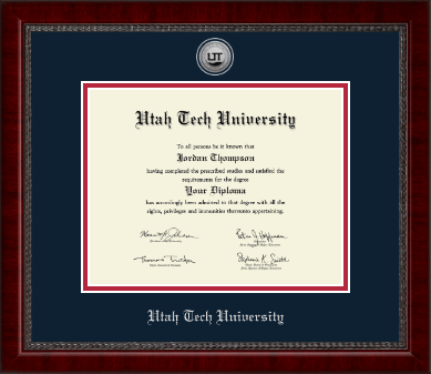 Utah Tech University diploma frame - Silver Engraved Medallion Diploma Frame in Sutton