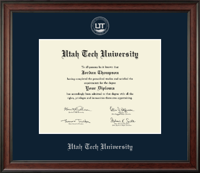 Utah Tech University diploma frame - Silver Embossed Diploma Frame in Studio