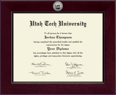 Utah Tech University diploma frame - Century Silver Engraved Diploma Frame in Cordova