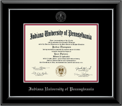 Indiana University of Pennsylvania diploma frame - Silver Embossed Diploma Frame in Onyx Silver