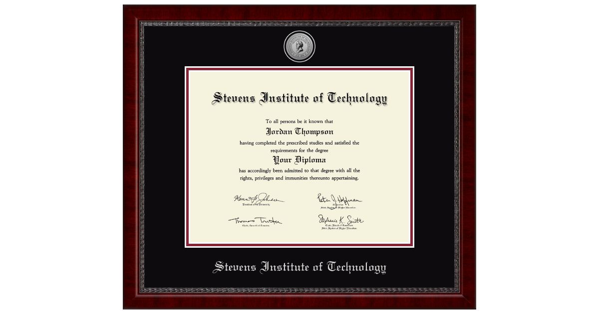 Silver Engraved Medallion Diploma Frame in Sutton Stevens