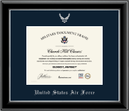 United States Air Force certificate frame - Silver Embossed Certificate Frame in Onyx Silver