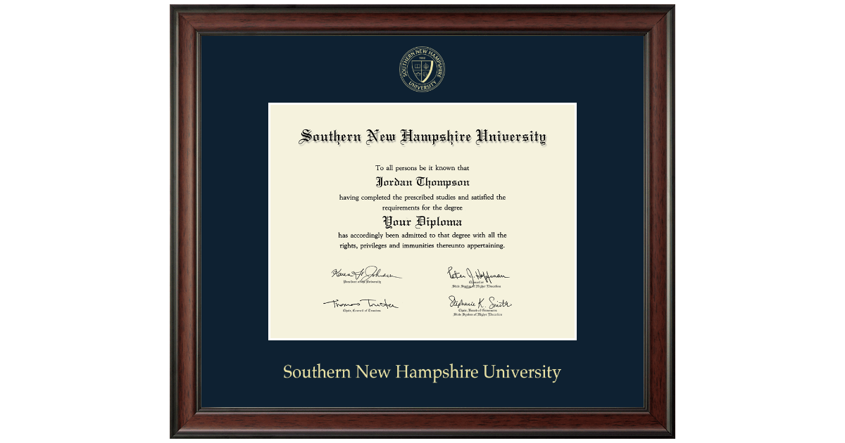 Gold Embossed Diploma Frame in Studio Southern New Hampshire University