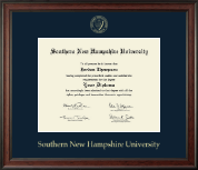 Southern New Hampshire University Gold Embossed Diploma Frame in Studio