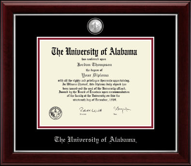 The University of Alabama Tuscaloosa diploma frame - Pewter Masterpiece Medallion Diploma Frame in Gallery Silver