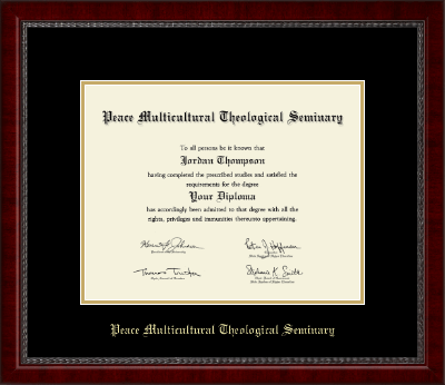 Peace Multicultural Theological Seminary diploma frame - Gold Embossed Diploma Frame in Sutton