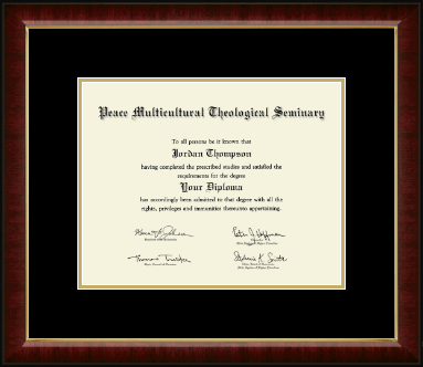 Peace Multicultural Theological Seminary diploma frame - Custom Diploma Frame in Murano