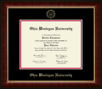 Ohio Wesleyan University diploma frame - Gold Embossed Diploma Frame in Murano