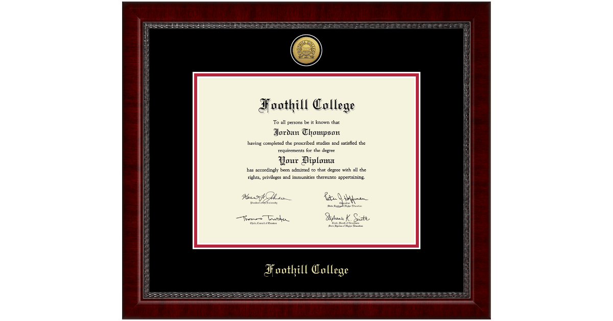 Gold Engraved Medallion Diploma Frame in Sutton Foothill College Item