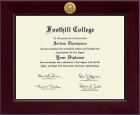 Foothill College Century Gold Engraved Diploma Frame in Cordova
