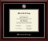 Meredith College Masterpiece Medallion Diploma Frame in Gallery Silver
