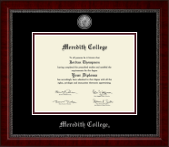 Meredith College Silver Engraved Medallion Diploma Frame in Sutton