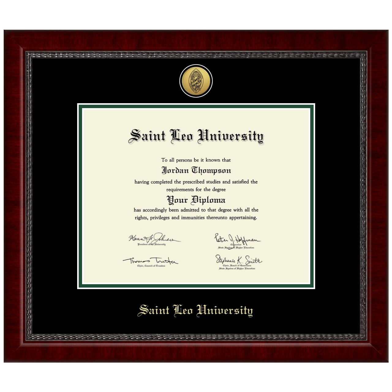 Gold Engraved Medallion Diploma Frame in Sutton Saint Leo University