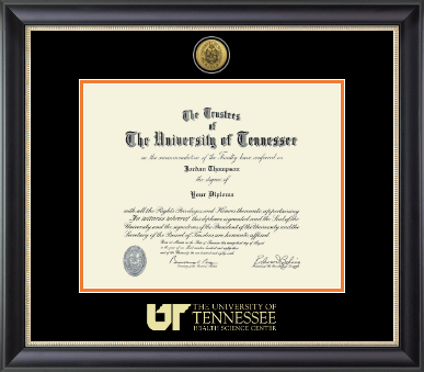 The University of Tennessee Health Science Center Memphis diploma frame - Gold Engraved Medallion Diploma Frame in Noir