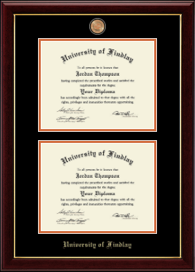 The University of Findlay diploma frame - Masterpiece Medallion Double Diploma Frame in Gallery