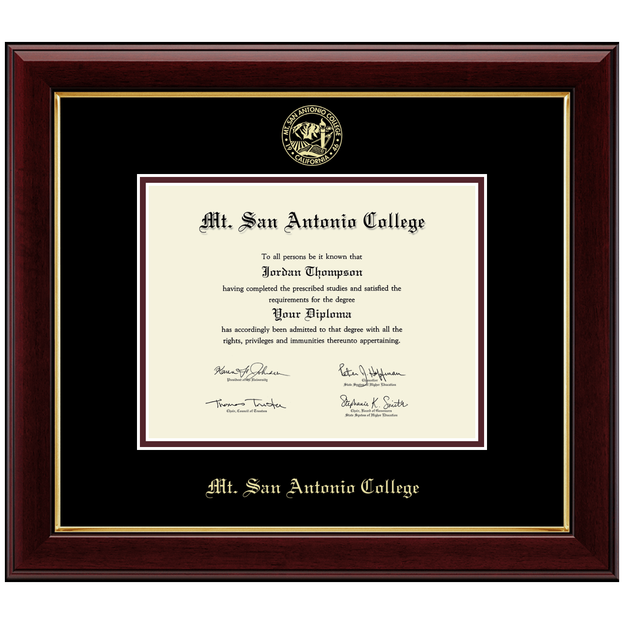 Gold Embossed Diploma Frame in Gallery Mt. San Antonio College Item