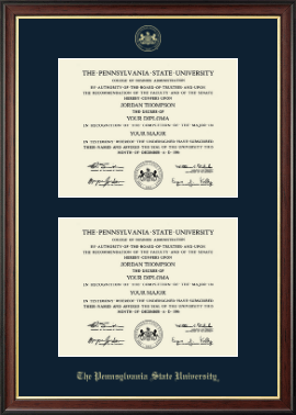 Pennsylvania State University diploma frame - Double Diploma Frame in Studio Gold
