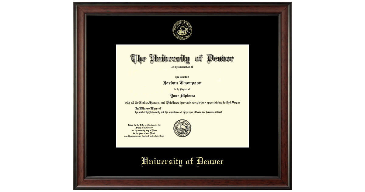 Gold Embossed Diploma Frame in Studio University of Denver Item