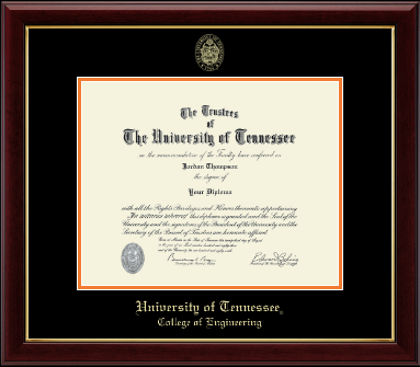 The University of Tennessee Knoxville diploma frame - Gold Embossed Diploma Frame in Gallery