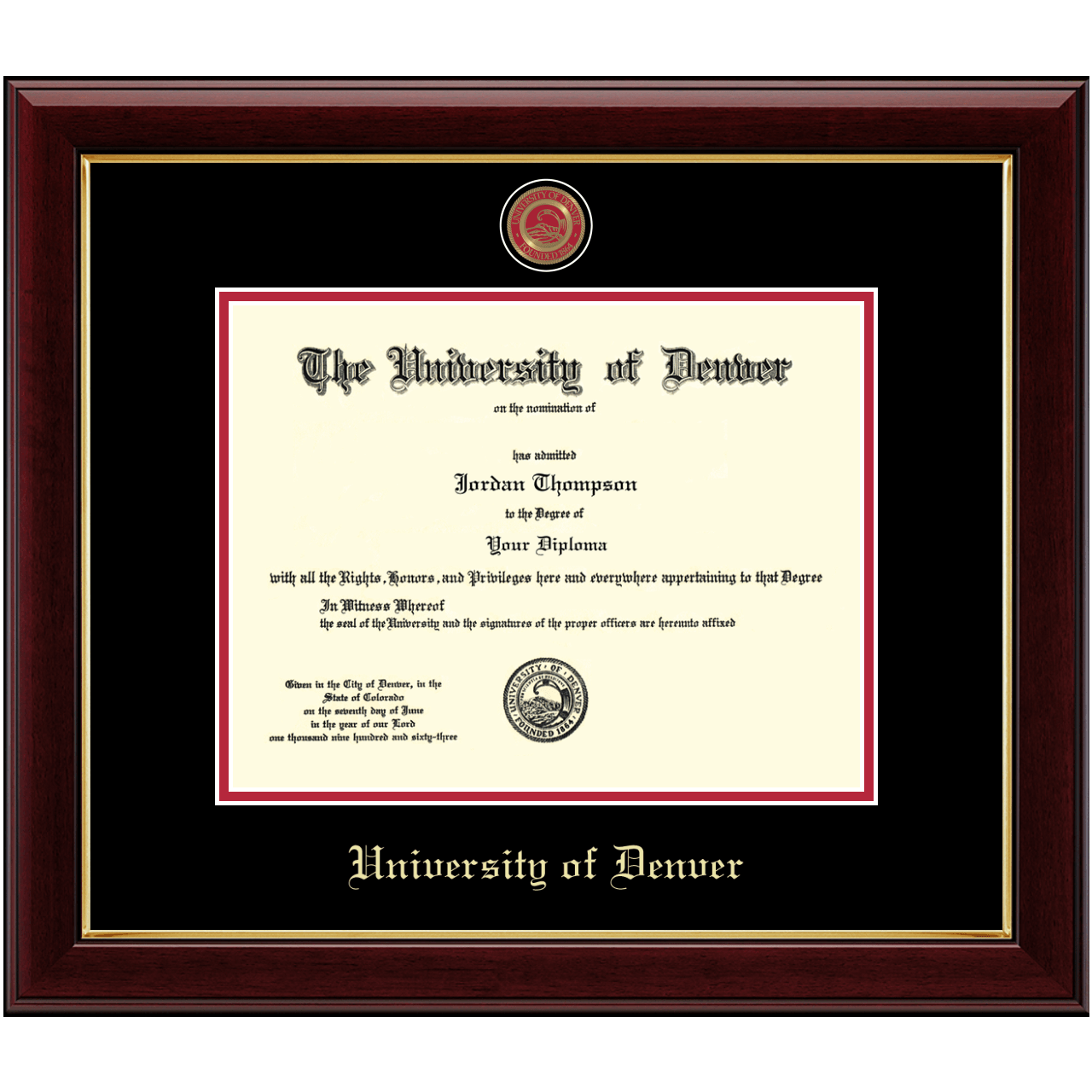 Masterpiece Medallion Diploma Frame in Gallery University of Denver Item 408356 from