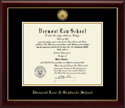 Vermont Law & Graduate School diploma frame - Gold Engraved Medallion Diploma Frame in Gallery