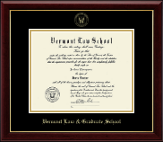 Vermont Law & Graduate School diploma frame - Gold Embossed Diploma Frame in Gallery