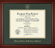 Vermont Law & Graduate School diploma frame - Gold Embossed Diploma Frame in Cambridge