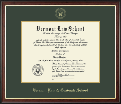 Vermont Law & Graduate School diploma frame - Gold Embossed Diploma Frame in Studio Gold