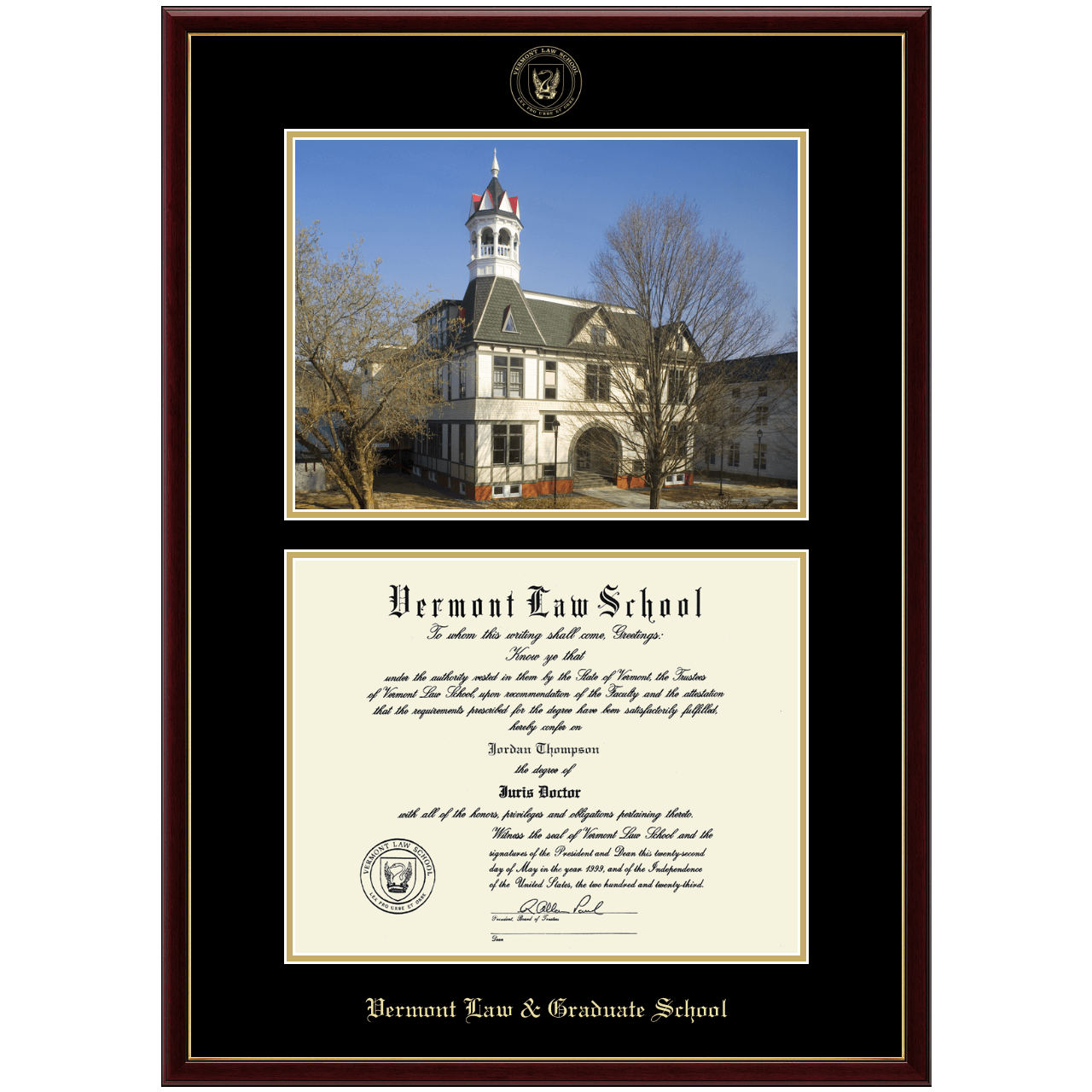 Campus Scene Diploma Frame in Galleria Vermont Law & Graduate School