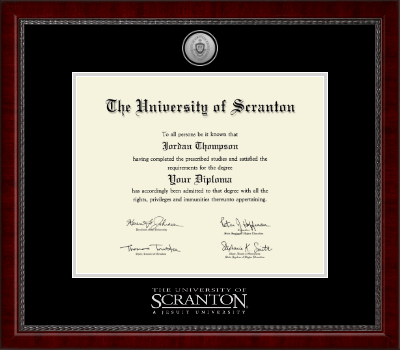 The University of Scranton diploma frame - Silver Engraved Medallion Diploma Frame in Sutton