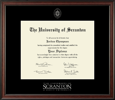 The University of Scranton diploma frame - Silver Embossed Diploma Frame in Studio