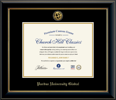 Purdue University Global diploma frame - Gold Engraved Medallion Diploma Frame in Onyx Gold