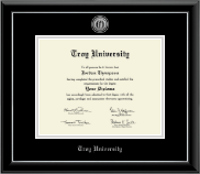 Troy University diploma frame - Silver Engraved Medallion Diploma Frame in Onyx Silver