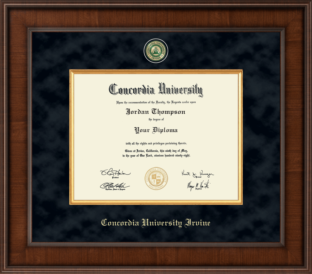 Concordia University Irvine Presidential Masterpiece Diploma Frame in